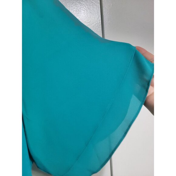Michael Michael Kors SZ LG Teal Jersey SS Flutter Sleeve Shift T-Shirt Dress - Picture 9 of 9